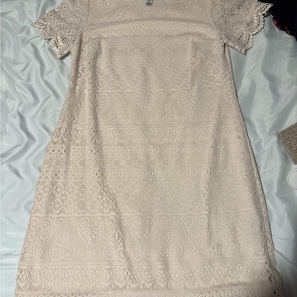 London Style Cream Lace Mini Dress